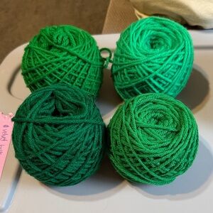 Set of Four Green Yarn Balls
